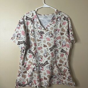 Cartoon Print Scrub Top